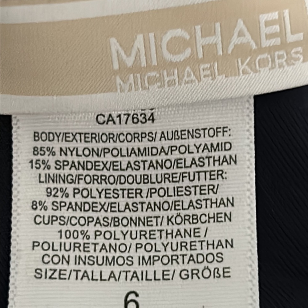 New MICHAEL Michael Kors Asymmetrical One Shoulder Solid Navy Bathing Suit - Picture 7 of 9